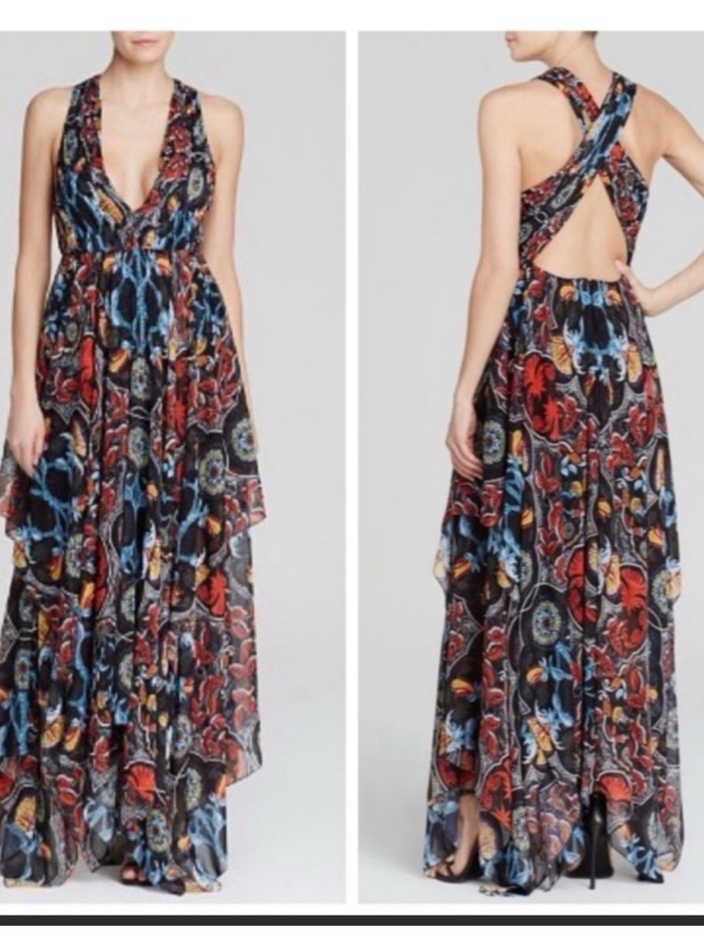 Alice + Olivia Printed Chiffom Goddess Dress size 6